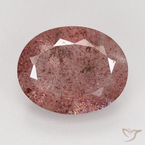 كوارتز الفراولة وردى متوسط طبيعي، قصة بيضاوى، 7.65 قيراط، نصف شفاف