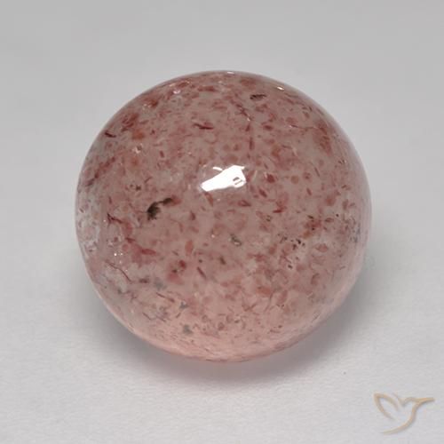 5.93ct طبيعي وردى زهرى فاتح كوارتز الفراولة, دائري, نصف شفاف