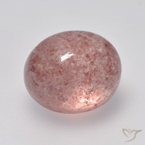 5.72ct طبيعي وردى فاتح-متوسط كوارتز الفراولة, بيضوي, نصف شفاف