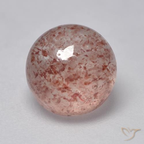 2.69ct طبيعي وردى ترابى كوارتز الفراولة, دائري, نصف شفاف