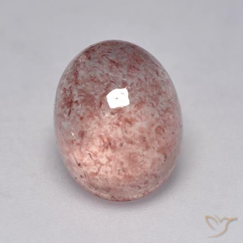 3.97ct طبيعي وردى ترابى كوارتز الفراولة, بيضوي, نصف شفاف