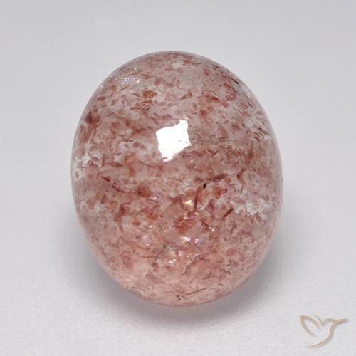5.25ct طبيعي وردي فاتح كوارتز الفراولة, بيضوي, نصف شفاف
