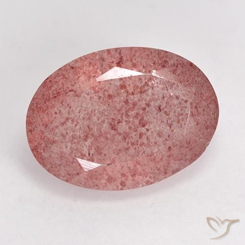 7.38ct طبيعي وردى متوسط كوارتز الفراولة, بيضوي, نصف شفاف