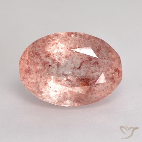 4.27ct طبيعي وردى فاتح-متوسط كوارتز الفراولة, بيضوي, نصف شفاف
