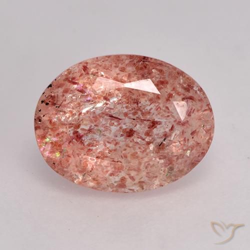 1.88ct طبيعي وردى متوسط كوارتز الفراولة, بيضوي, نصف شفاف