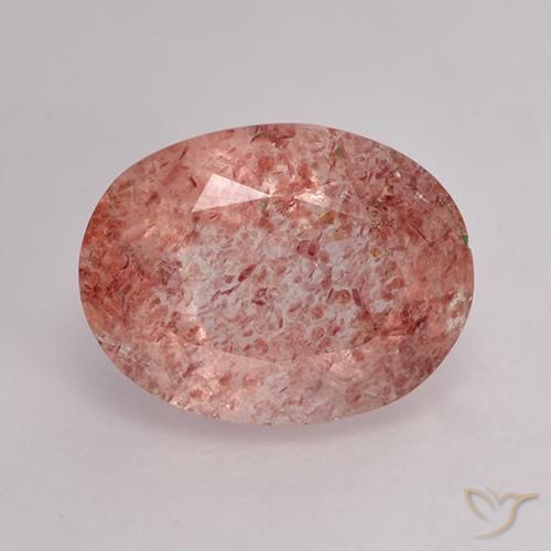 1.94ct طبيعي وردى زهرى كوارتز الفراولة, بيضوي, نصف شفاف