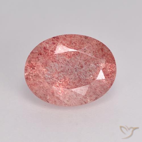 1.72ct طبيعي وردى زهرى كوارتز الفراولة, بيضوي, نصف شفاف