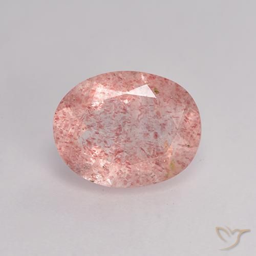 1.62ct طبيعي وردى متوسط كوارتز الفراولة, بيضوي, نصف شفاف
