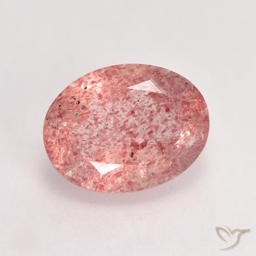 1.79ct طبيعي وردى فاتح-متوسط كوارتز الفراولة, بيضوي, نصف شفاف