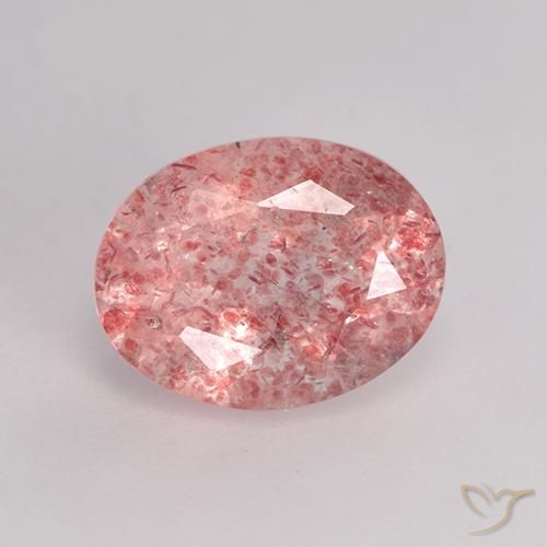 1.62ct طبيعي وردى فاقع فاتح كوارتز الفراولة, بيضوي, نصف شفاف