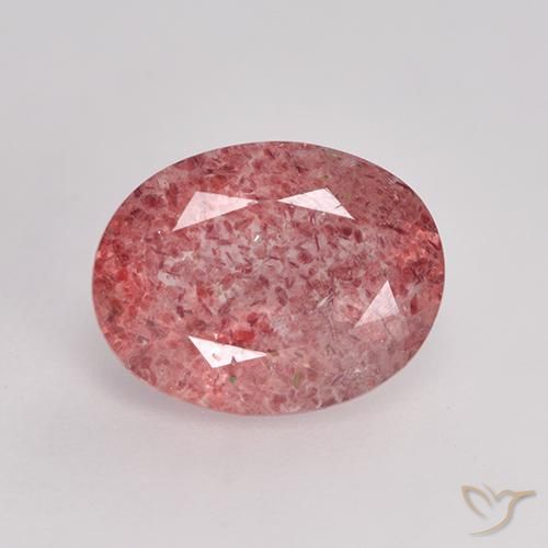 1.68ct طبيعي وردى داكن-متوسط كوارتز الفراولة, بيضوي, نصف شفاف