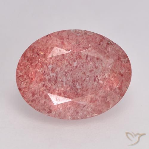 1.69ct طبيعي وردى متوسط كوارتز الفراولة, بيضوي, نصف شفاف