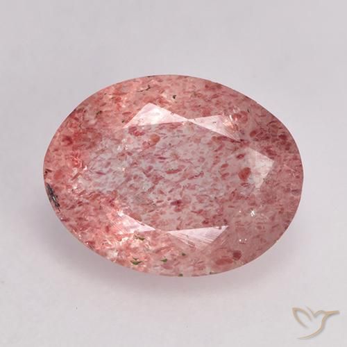 1.51ct طبيعي وردى فاتح-متوسط كوارتز الفراولة, بيضوي, نصف شفاف