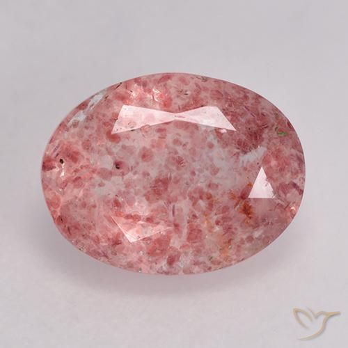 1.51ct طبيعي وردى كثيف كوارتز الفراولة, بيضوي, نصف شفاف