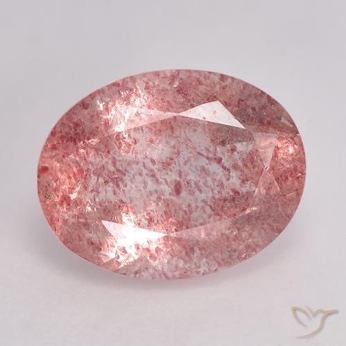 1.60ct طبيعي وردى متوسط كوارتز الفراولة, بيضوي, نصف شفاف