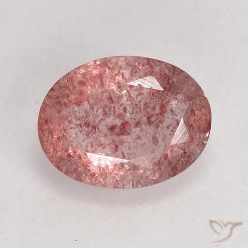 1.59ct طبيعي وردى متوسط كوارتز الفراولة, بيضوي, نصف شفاف