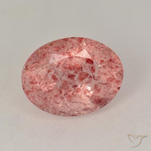 1.74ct طبيعي وردى متوسط كوارتز الفراولة, بيضوي, نصف شفاف