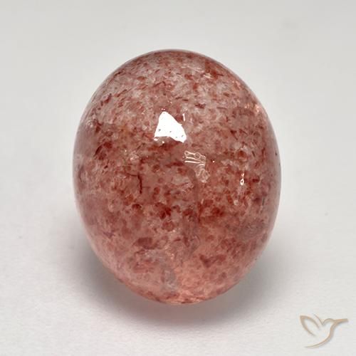 7.86ct طبيعي أحمر القرميد فاتح كوارتز الفراولة, بيضوي, نصف شفاف