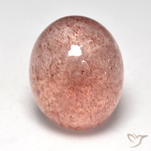 10.85ct طبيعي وردى زهرى فاتح كوارتز الفراولة, بيضوي, نصف شفاف