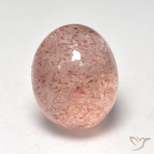 5.76ct طبيعي وردى ترابى كوارتز الفراولة, بيضوي, نصف شفاف