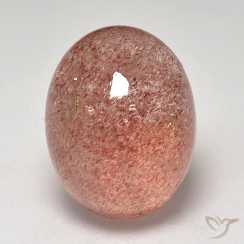 7.57ct طبيعي وردى برتقالى كوارتز الفراولة, بيضوي, نصف شفاف
