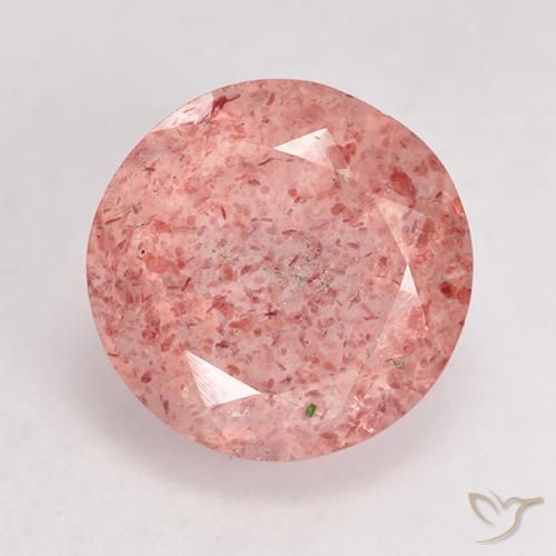 3.61ct طبيعي وردى زهرى فاتح كوارتز الفراولة, دائري, نصف شفاف
