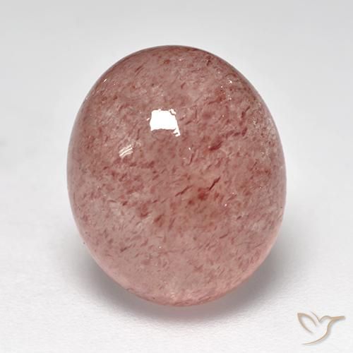 7.58ct طبيعي وردى فاتح-متوسط كوارتز الفراولة, بيضوي, نصف شفاف