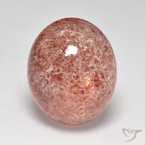 8.00ct طبيعي وردى متوسط كوارتز الفراولة, بيضوي, نصف شفاف