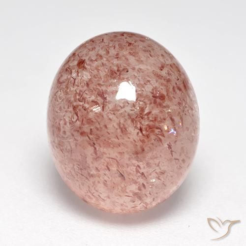 7.15ct طبيعي وردي فاتح كوارتز الفراولة, بيضوي, نصف شفاف