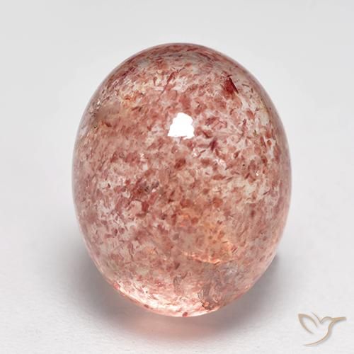 5.28ct طبيعي وردى فاتح-متوسط كوارتز الفراولة, بيضوي, نصف شفاف