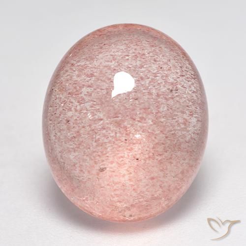 10.22ct طبيعي وردى ترابى كوارتز الفراولة, بيضوي, نصف شفاف
