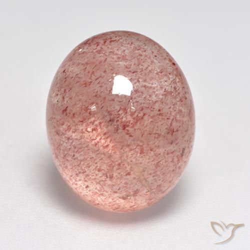 8.24ct طبيعي وردى ترابى كوارتز الفراولة, بيضوي, نصف شفاف