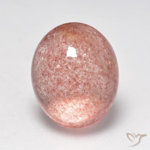 6.70ct طبيعي وردى فاتح-متوسط كوارتز الفراولة, بيضوي, نصف شفاف