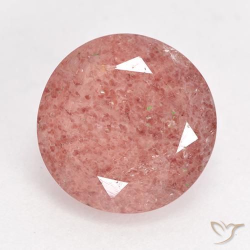 3.23ct طبيعي وردى زهرى كوارتز الفراولة, دائري, نصف شفاف