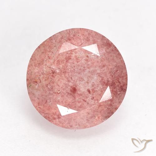 3.59ct طبيعي وردى زهرى فاتح كوارتز الفراولة, دائري, نصف شفاف