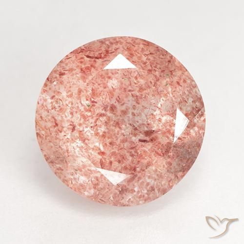 3.70ct طبيعي برتقالى وردى كوارتز الفراولة, دائري, نصف شفاف
