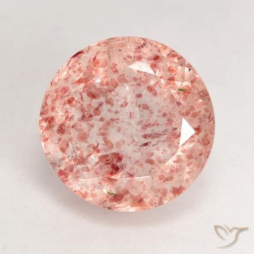 3.86ct طبيعي زهرى خوخى كوارتز الفراولة, دائري, شفاف