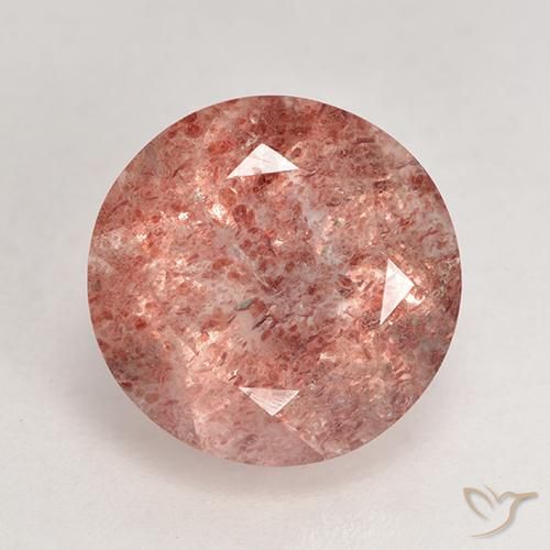 3.64ct طبيعي أحمر هندى كوارتز الفراولة, دائري, نصف شفاف