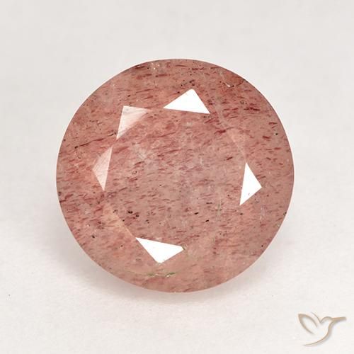 3.59ct طبيعي وردى الجريب فروت كوارتز الفراولة, دائري, نصف شفاف