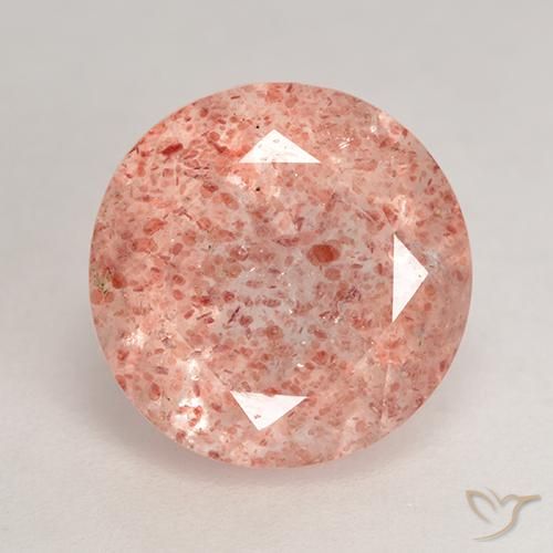 3.77ct طبيعي وردى متوسط كوارتز الفراولة, دائري, نصف شفاف