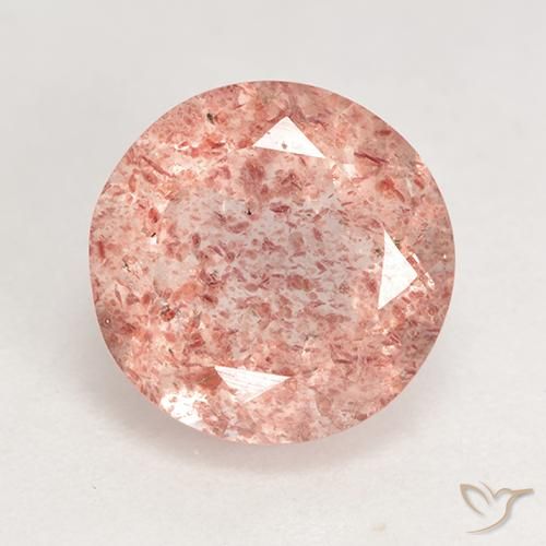 3.60ct طبيعي وردى متوسط كوارتز الفراولة, دائري, نصف شفاف