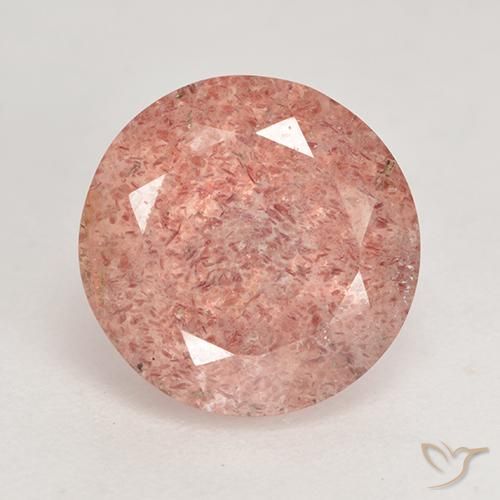 3.61ct طبيعي وردى متوسط كوارتز الفراولة, دائري, نصف شفاف