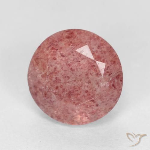 1.36ct طبيعي وردى متوسط كوارتز الفراولة, دائري, نصف شفاف