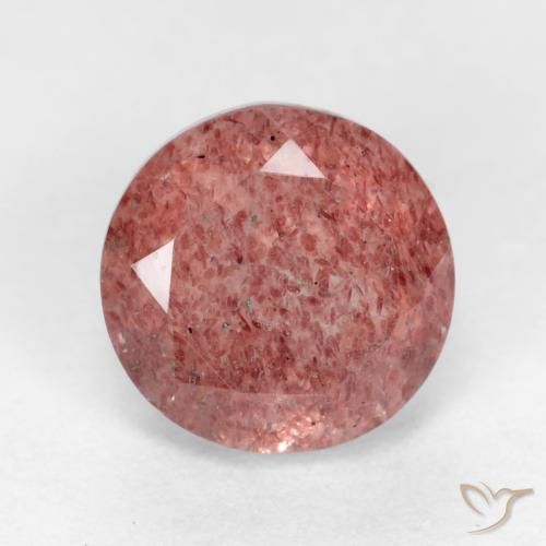 1.48ct طبيعي وردى توت العليق كوارتز الفراولة, دائري, نصف شفاف