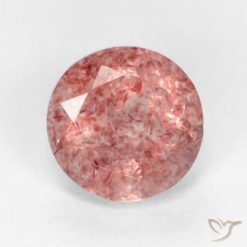 1.27ct طبيعي وردى متوسط كوارتز الفراولة, دائري, نصف شفاف