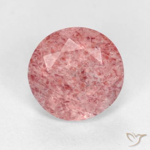 1.31ct طبيعي وردى متوسط كوارتز الفراولة, دائري, نصف شفاف