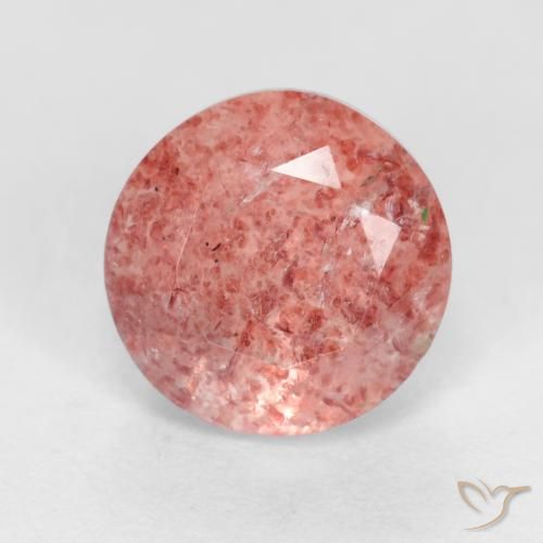 1.50ct طبيعي اوردي امحمر كوارتز الفراولة, دائري, نصف شفاف