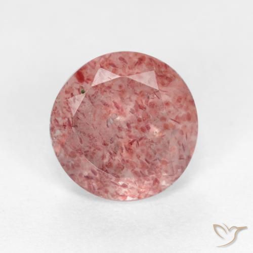 1.31ct طبيعي وردى زهرى كوارتز الفراولة, دائري, نصف شفاف