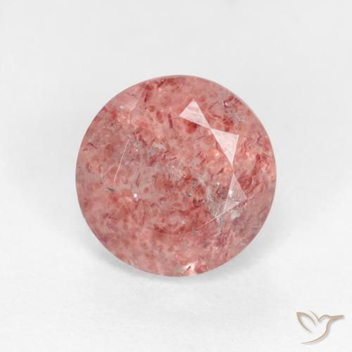 1.24ct طبيعي وردى زهرى فاتح كوارتز الفراولة, دائري, نصف شفاف