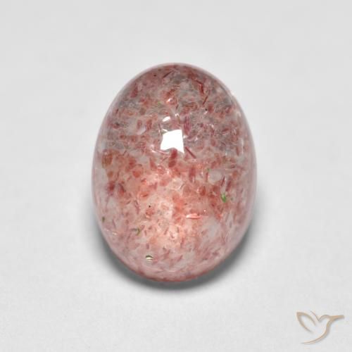1.59ct طبيعي وردى ترابى كوارتز الفراولة, بيضوي, نصف شفاف